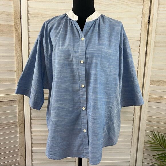 Frame Chambray Dolman Sleeve Blouse Top Large - Picture 1 of 15